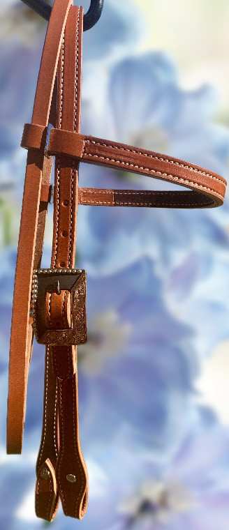 Harness Leather Browband Headstall with Custom Buckles