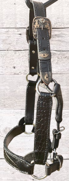 Black Yearling Halter with Ranch Buckles
