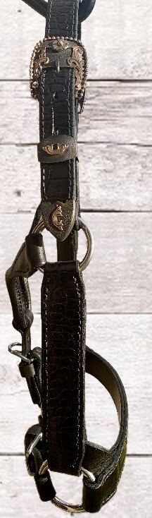 Black Yearling Halter with Ranch Buckles