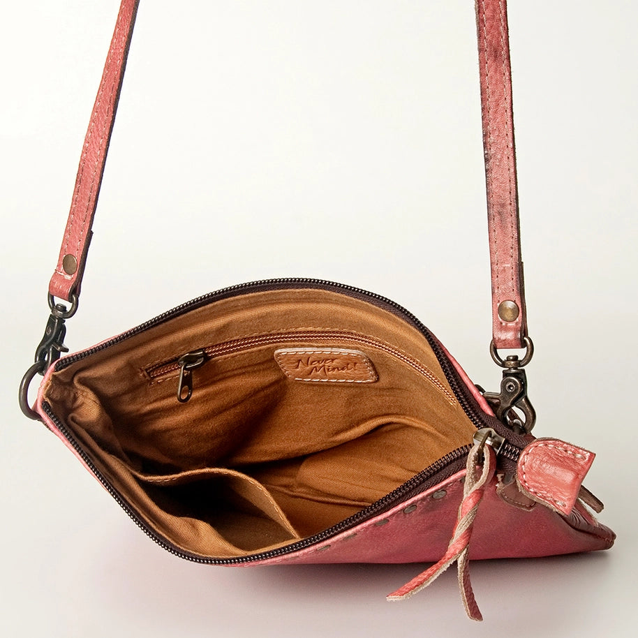 Vintage Look Leather Handbag with Studs