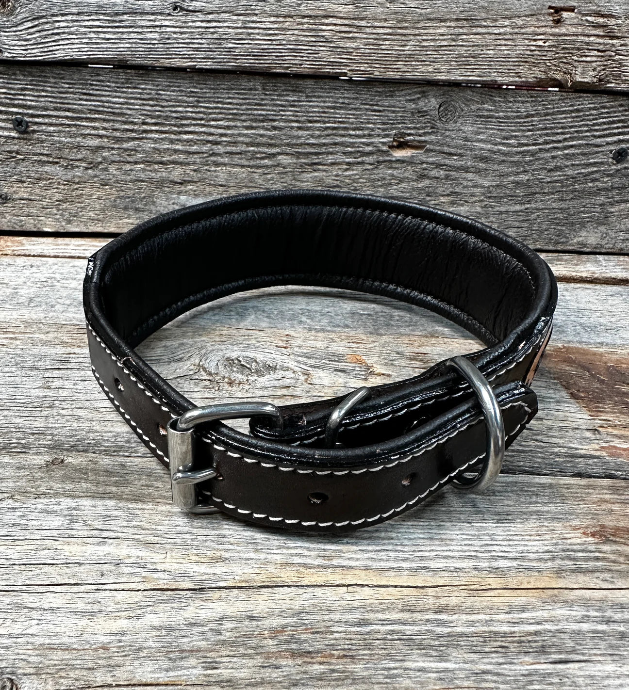 Silver Inlay Wide Dog Collar, M