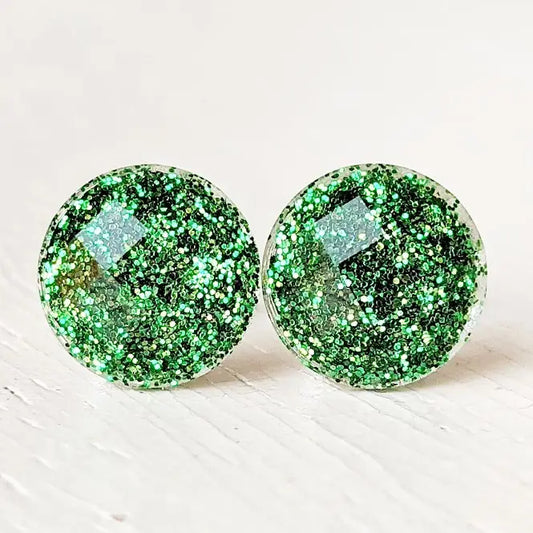 Emerald Shimmer Stud Earrings