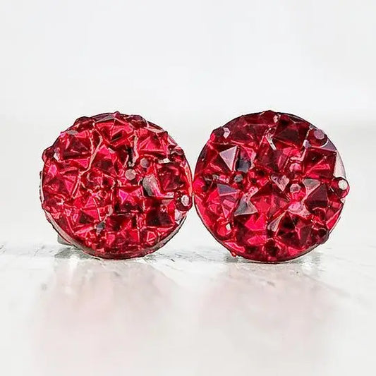 Red Sparkly Stud Earrings