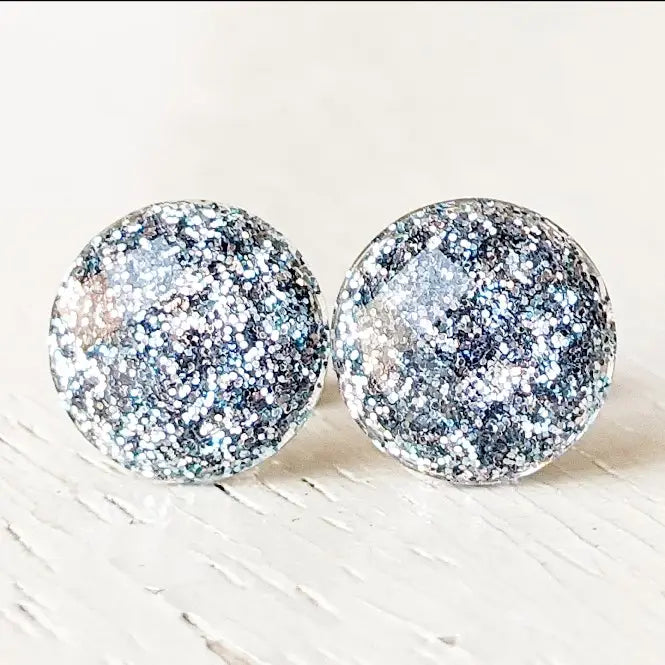 Stone Blue Shimmer Stud Earrings