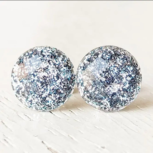 Stone Blue Shimmer Stud Earrings