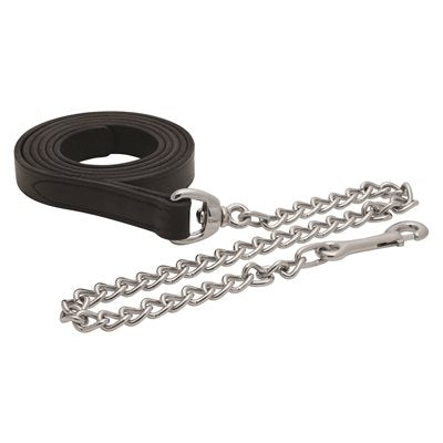 Perri's® Black Leather Lead w/Stainless Steel Chain