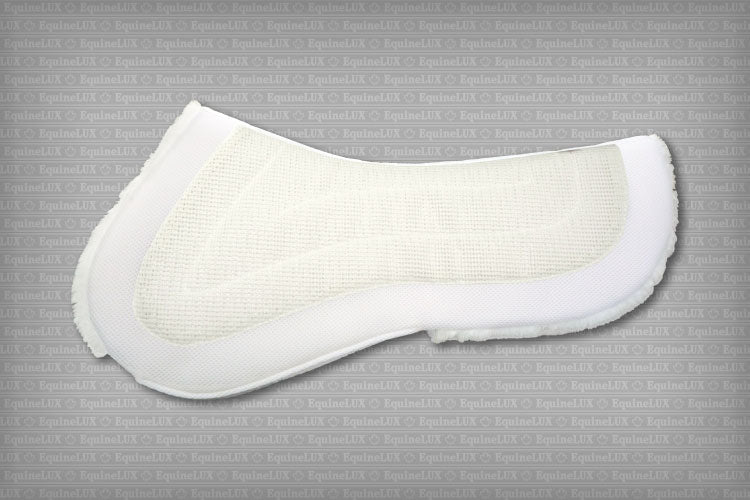 EquineLux BufferLux Non-Slip Half Pad with Pockets for Shims, Fleece Trim, White