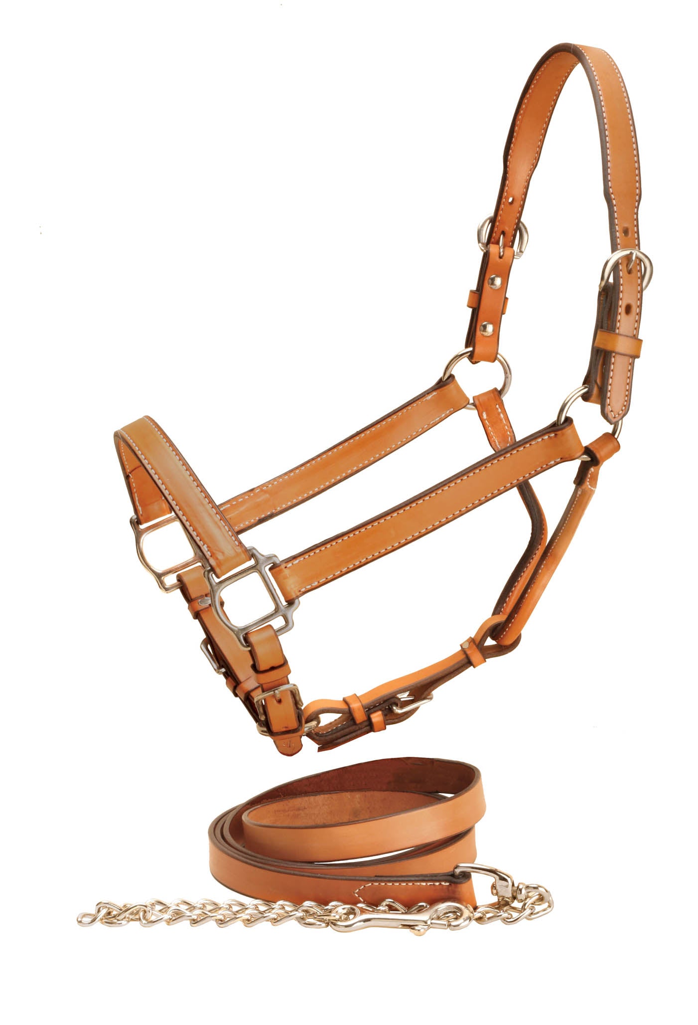 Leather Show Halter with Matching Lead, London Tan