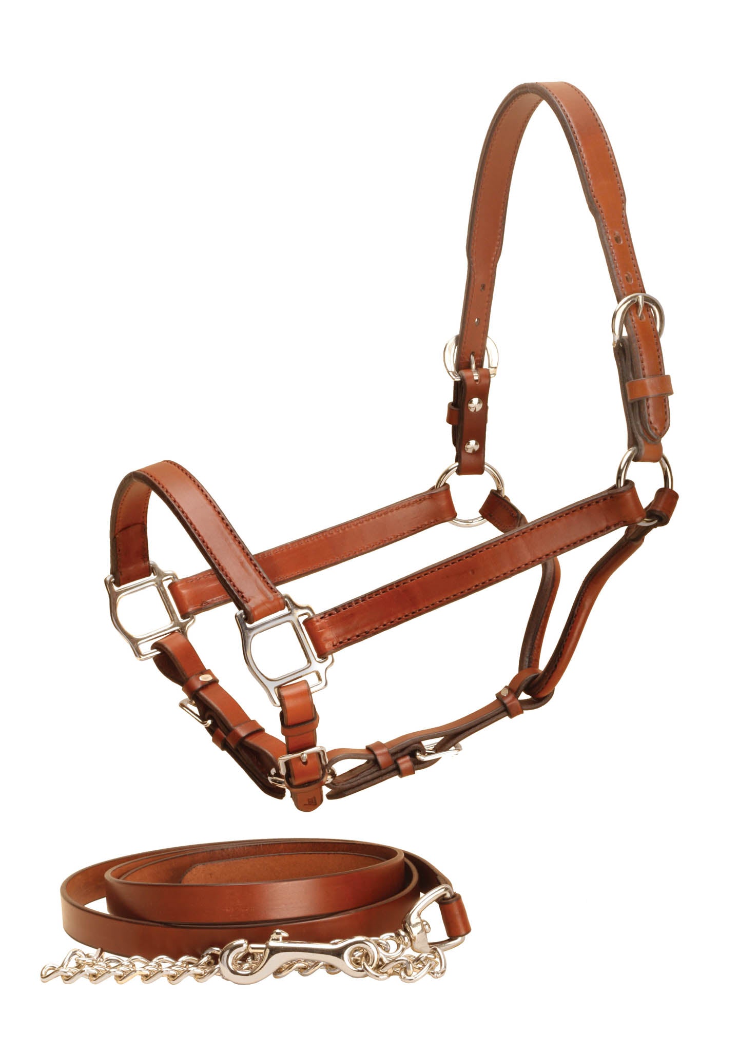 Leather Show Halter with Matching Lead, Oakbark