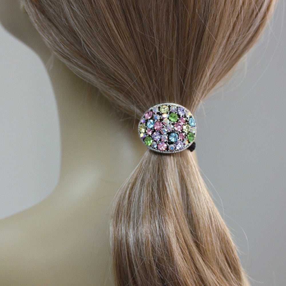 crystal ponytail holder in hair