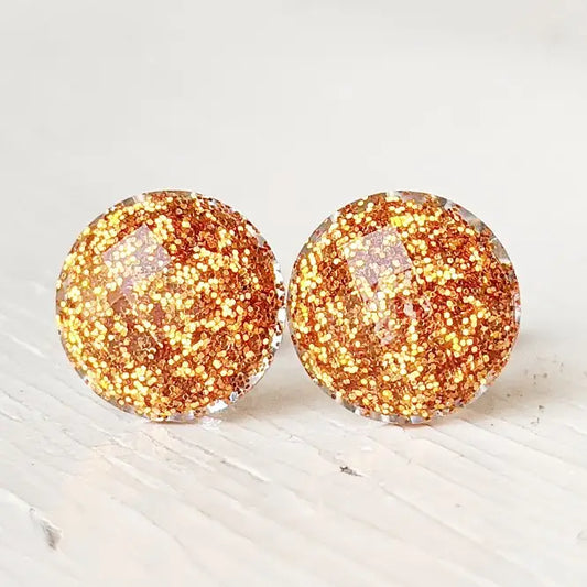 Rustic Orange Shimmer Stud Earrings