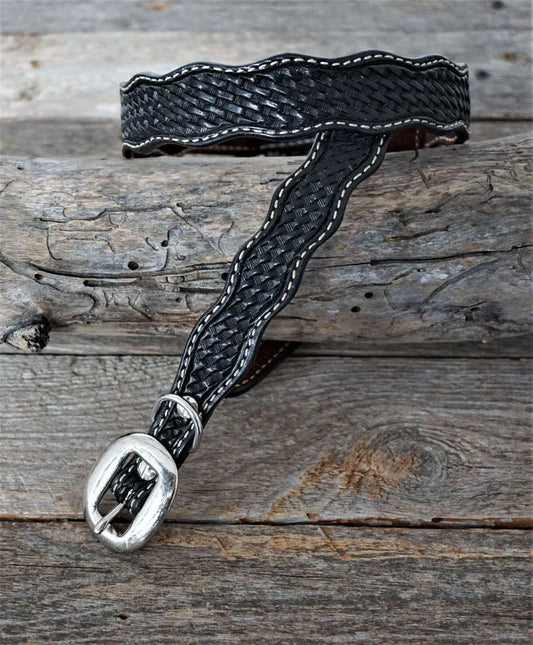 Black Leather Dog Collar, 18"