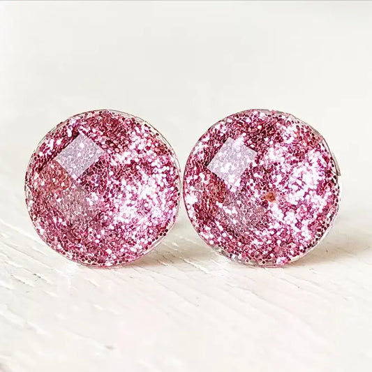 Taffy Pink Shimmer Stud Earrings