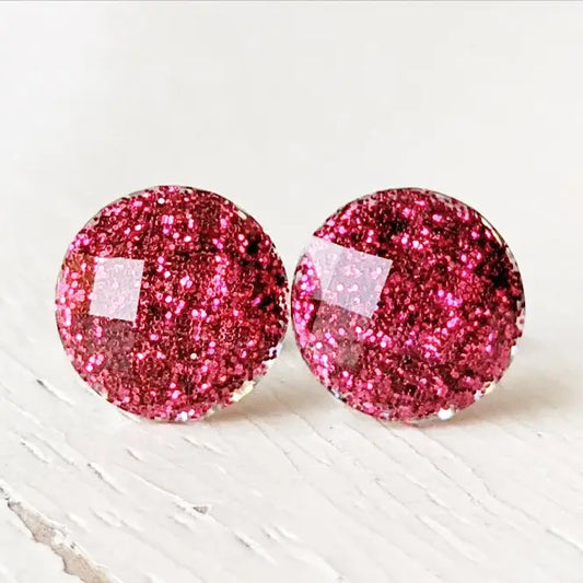 Fuchsia Shimmer Stud Earrings