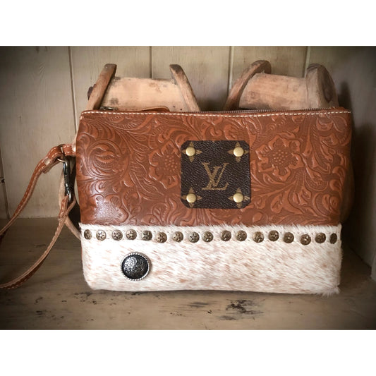 Leather & Cowhide Wristlet Pouch