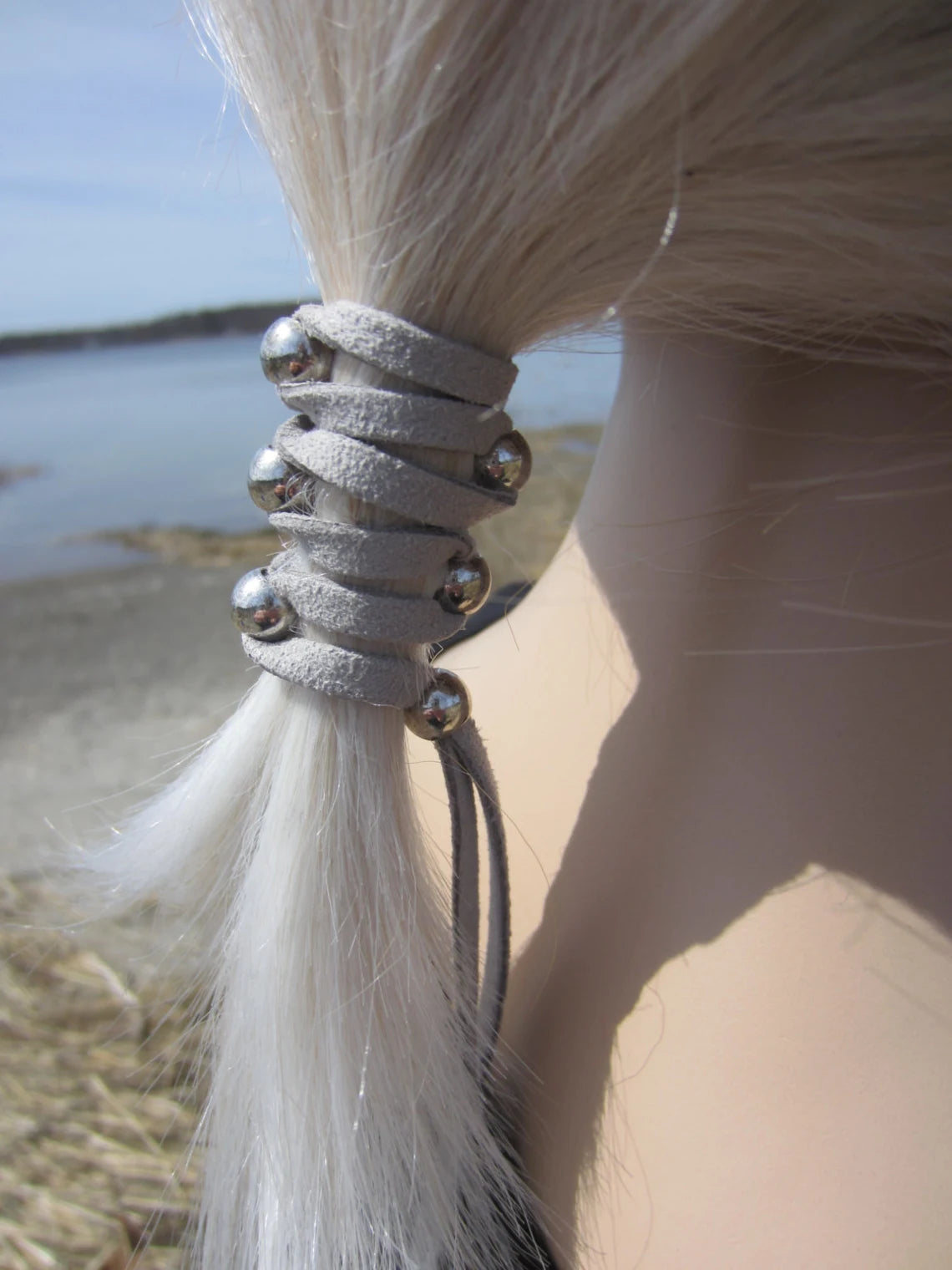 Suede Hair Bands with Antique Silver Beads - Multiple Color Options