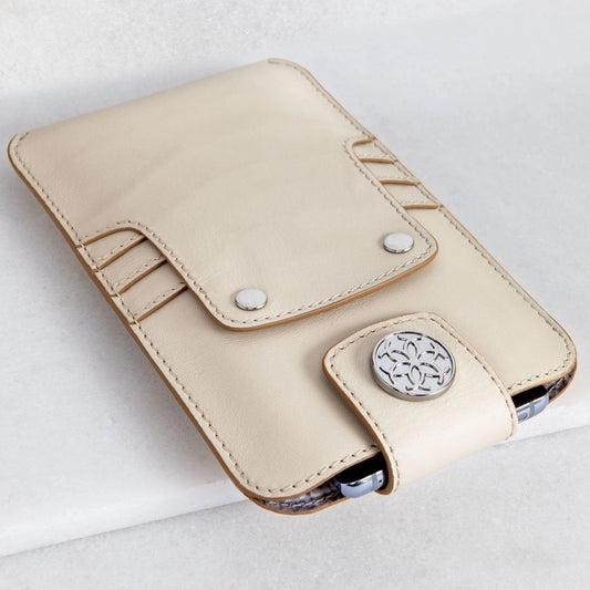 Leather Phone Wallet in Ivory with Belt Loop Attachment